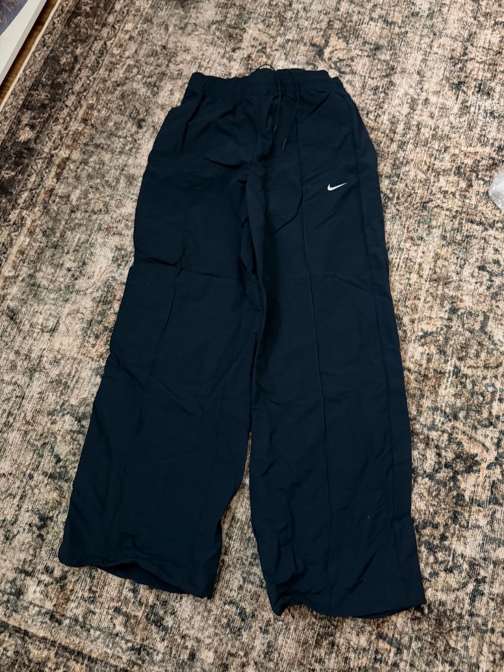 Nike navy blue Wide-Leg Track Pants with Swoosh